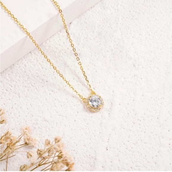 Gold 14k Gold Plated Civic Zirconia Halo | Mercari GOLD 14k Gold Plated Civic Zirconia Halo Chain Necklace